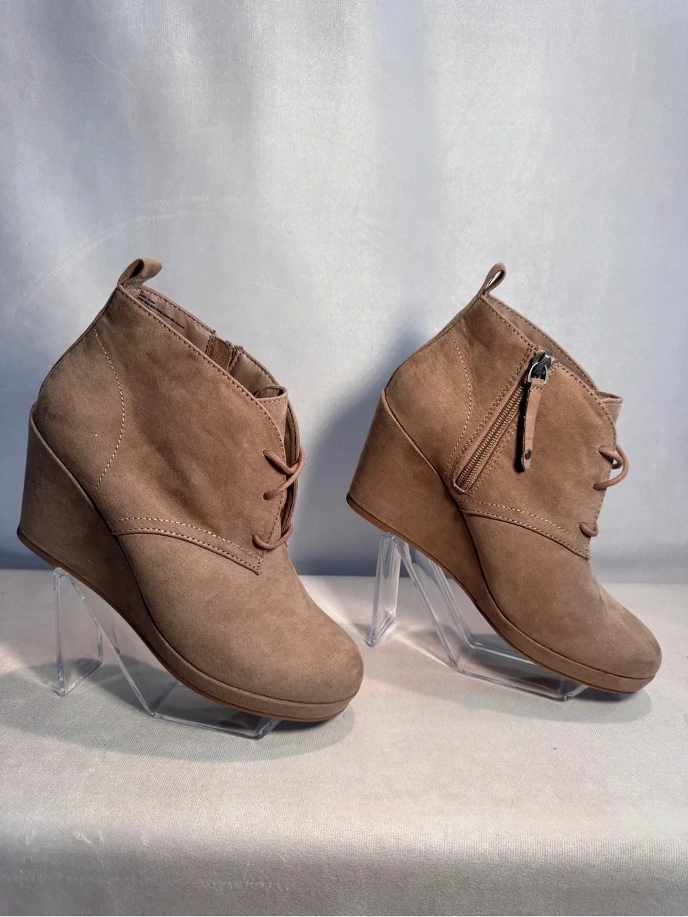 DV by Dolce Vita Taupe Suede Wedge Ankle Boot